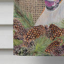 Basenji Faux Burlap and Pine cones House Flag 28x40 Porch Sleeve Pole Decorative Outside Yard Banner Artwork Wall Hanging, Polyester