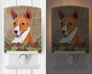 Basenji Faux Burlap and Pine cones Ceramic Night Light Compact, UL-Certified, Ideal for Bedroom, Bathroom, Nursery, Hallway, Kitchen, 6x4x3, Multicolor