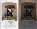Doberman Faux Burlap and Pine cones Ceramic Night Light Compact, UL-Certified, Ideal for Bedroom, Bathroom, Nursery, Hallway, Kitchen, 6x4x3, Multicolor