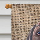 Labrador Faux Burlap and Pine cones House Flag 28x40 Porch Sleeve Pole Decorative Outside Yard Banner Artwork Wall Hanging, Polyester
