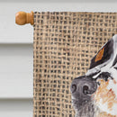 Springer Spaniel Faux Burlap and Pine cones House Flag 28x40 Porch Sleeve Pole Decorative Outside Yard Banner Artwork Wall Hanging, Polyester
