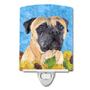 Mastiff in Summer Flowers Ceramic Night Light Compact, UL-Certified, Ideal for Bedroom, Bathroom, Nursery, Hallway, Kitchen, 6x4x3, Multicolor