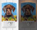 German Shorthaired Pointer in Summer Flowers Ceramic Night Light Compact, UL-Certified, Ideal for Bedroom, Bathroom, Nursery, Hallway, Kitchen, 6x4x3, Multicolor