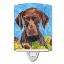 German Shorthaired Pointer in Summer Flowers Ceramic Night Light Compact, UL-Certified, Ideal for Bedroom, Bathroom, Nursery, Hallway, Kitchen, 6x4x3, Multicolor