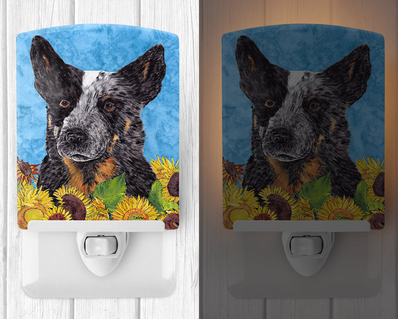 Australian Cattle Dog in Summer Flowers Ceramic Night Light SC9055CNL