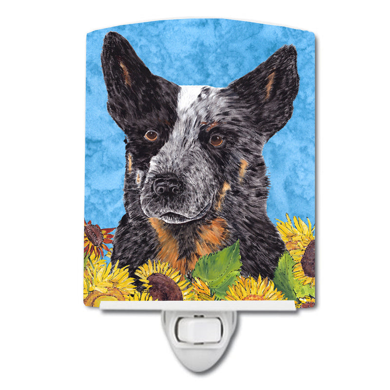 Australian Cattle Dog in Summer Flowers Ceramic Night Light SC9055CNL