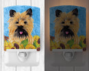 Cairn Terrier in Summer Flowers Ceramic Night Light Compact, UL-Certified, Ideal for Bedroom, Bathroom, Nursery, Hallway, Kitchen, 6x4x3, Multicolor