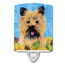 Cairn Terrier in Summer Flowers Ceramic Night Light Compact, UL-Certified, Ideal for Bedroom, Bathroom, Nursery, Hallway, Kitchen, 6x4x3, Multicolor