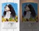 Springer Spaniel in Summer Flowers Ceramic Night Light Compact, UL-Certified, Ideal for Bedroom, Bathroom, Nursery, Hallway, Kitchen, 6x4x3, Multicolor