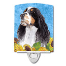 Springer Spaniel in Summer Flowers Ceramic Night Light Compact, UL-Certified, Ideal for Bedroom, Bathroom, Nursery, Hallway, Kitchen, 6x4x3, Multicolor