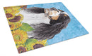 Springer Spaniel in Summer Flowers Cutting Board Tempered Glass Kitchen Cutting Surface, Heat Resistant Chopping, Non-Slip Feet, Food Prep & Serving