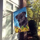 Pug in Summer Flowers House Flag 28x40 Porch Sleeve Pole Decorative Outside Yard Banner Artwork Wall Hanging, Polyester