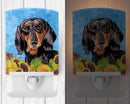 Dachshund in Summer Flowers Ceramic Night Light Compact, UL-Certified, Ideal for Bedroom, Bathroom, Nursery, Hallway, Kitchen, 6x4x3, Multicolor