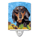 Dachshund in Summer Flowers Ceramic Night Light Compact, UL-Certified, Ideal for Bedroom, Bathroom, Nursery, Hallway, Kitchen, 6x4x3, Multicolor