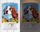 Beagle in Summer Flowers Ceramic Night Light Compact, UL-Certified, Ideal for Bedroom, Bathroom, Nursery, Hallway, Kitchen, 6x4x3, Multicolor