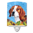 Beagle in Summer Flowers Ceramic Night Light Compact, UL-Certified, Ideal for Bedroom, Bathroom, Nursery, Hallway, Kitchen, 6x4x3, Multicolor