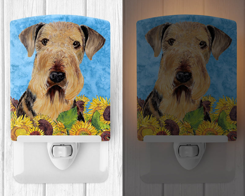 Airedale in Summer Flowers Ceramic Night Light SC9069CNL