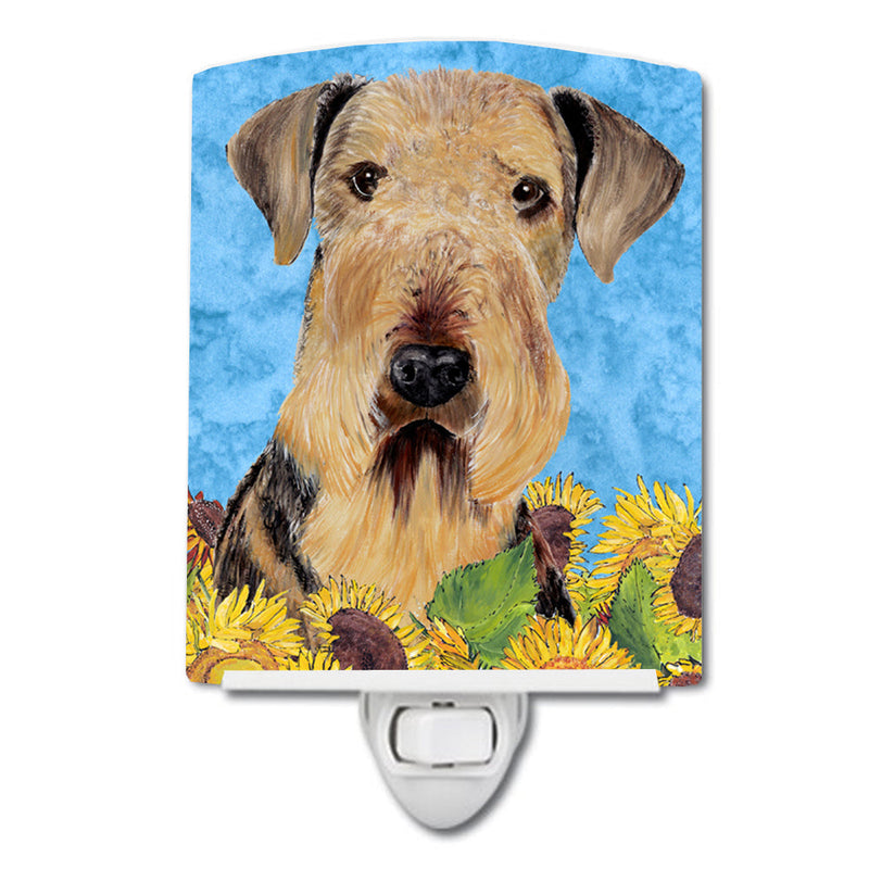 Airedale in Summer Flowers Ceramic Night Light SC9069CNL