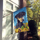 Doberman in Summer Flowers House Flag 28x40 Porch Sleeve Pole Decorative Outside Yard Banner Artwork Wall Hanging, Polyester