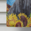 Doberman in Summer Flowers House Flag 28x40 Porch Sleeve Pole Decorative Outside Yard Banner Artwork Wall Hanging, Polyester