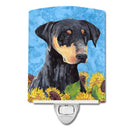 Doberman in Summer Flowers Ceramic Night Light Compact, UL-Certified, Ideal for Bedroom, Bathroom, Nursery, Hallway, Kitchen, 6x4x3, Multicolor