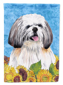 Shih Tzu in Summer Flowers House Flag 28x40 Porch Sleeve Pole Decorative Outside Yard Banner Artwork Wall Hanging, Polyester