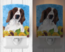Welsh Springer Spaniel in Summer Flowers Ceramic Night Light Compact, UL-Certified, Ideal for Bedroom, Bathroom, Nursery, Hallway, Kitchen, 6x4x3, Multicolor