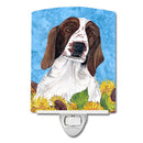 Welsh Springer Spaniel in Summer Flowers Ceramic Night Light Compact, UL-Certified, Ideal for Bedroom, Bathroom, Nursery, Hallway, Kitchen, 6x4x3, Multicolor
