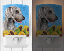 Weimaraner in Summer Flowers Ceramic Night Light Compact, UL-Certified, Ideal for Bedroom, Bathroom, Nursery, Hallway, Kitchen, 6x4x3, Multicolor