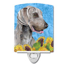 Weimaraner in Summer Flowers Ceramic Night Light Compact, UL-Certified, Ideal for Bedroom, Bathroom, Nursery, Hallway, Kitchen, 6x4x3, Multicolor