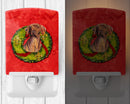Vizsla Christmas Wreath Ceramic Night Light Compact, UL-Certified, Ideal for Bedroom, Bathroom, Nursery, Hallway, Kitchen, 6x4x3, Multicolor