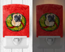 Mastiff Christmas Wreath Ceramic Night Light Compact, UL-Certified, Ideal for Bedroom, Bathroom, Nursery, Hallway, Kitchen, 6x4x3, Multicolor