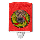 German Shorthaired Pointer Christmas Wreath Ceramic Night Light Compact, UL-Certified, Ideal for Bedroom, Bathroom, Nursery, Hallway, Kitchen, 6x4x3, Multicolor