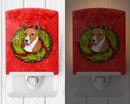 Basenji Christmas Wreath Ceramic Night Light Compact, UL-Certified, Ideal for Bedroom, Bathroom, Nursery, Hallway, Kitchen, 6x4x3, Multicolor
