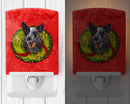 Australian Cattle Dog Christmas Wreath Ceramic Night Light Compact, UL-Certified, Ideal for Bedroom, Bathroom, Nursery, Hallway, Kitchen, 6x4x3, Multicolor