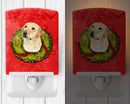 Labrador Christmas Wreath Ceramic Night Light Compact, UL-Certified, Ideal for Bedroom, Bathroom, Nursery, Hallway, Kitchen, 6x4x3, Multicolor