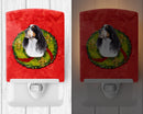 Springer Spaniel Christmas Wreath Ceramic Night Light Compact, UL-Certified, Ideal for Bedroom, Bathroom, Nursery, Hallway, Kitchen, 6x4x3, Multicolor