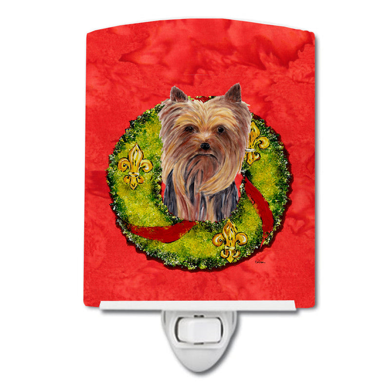 Yorkie Christmas Wreath Ceramic Night Light SC9094CNL