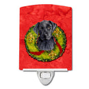 Labrador Christmas Wreath Ceramic Night Light Compact, UL-Certified, Ideal for Bedroom, Bathroom, Nursery, Hallway, Kitchen, 6x4x3, Multicolor