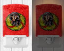 Dachshund Christmas Wreath Ceramic Night Light Compact, UL-Certified, Ideal for Bedroom, Bathroom, Nursery, Hallway, Kitchen, 6x4x3, Multicolor