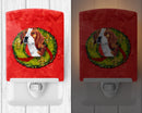 Beagle Christmas Wreath Ceramic Night Light Compact, UL-Certified, Ideal for Bedroom, Bathroom, Nursery, Hallway, Kitchen, 6x4x3, Multicolor