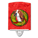 Beagle Christmas Wreath Ceramic Night Light Compact, UL-Certified, Ideal for Bedroom, Bathroom, Nursery, Hallway, Kitchen, 6x4x3, Multicolor