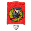 Doberman Christmas Wreath Ceramic Night Light Compact, UL-Certified, Ideal for Bedroom, Bathroom, Nursery, Hallway, Kitchen, 6x4x3, Multicolor