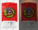 Labrador Christmas Wreath Ceramic Night Light Compact, UL-Certified, Ideal for Bedroom, Bathroom, Nursery, Hallway, Kitchen, 6x4x3, Multicolor