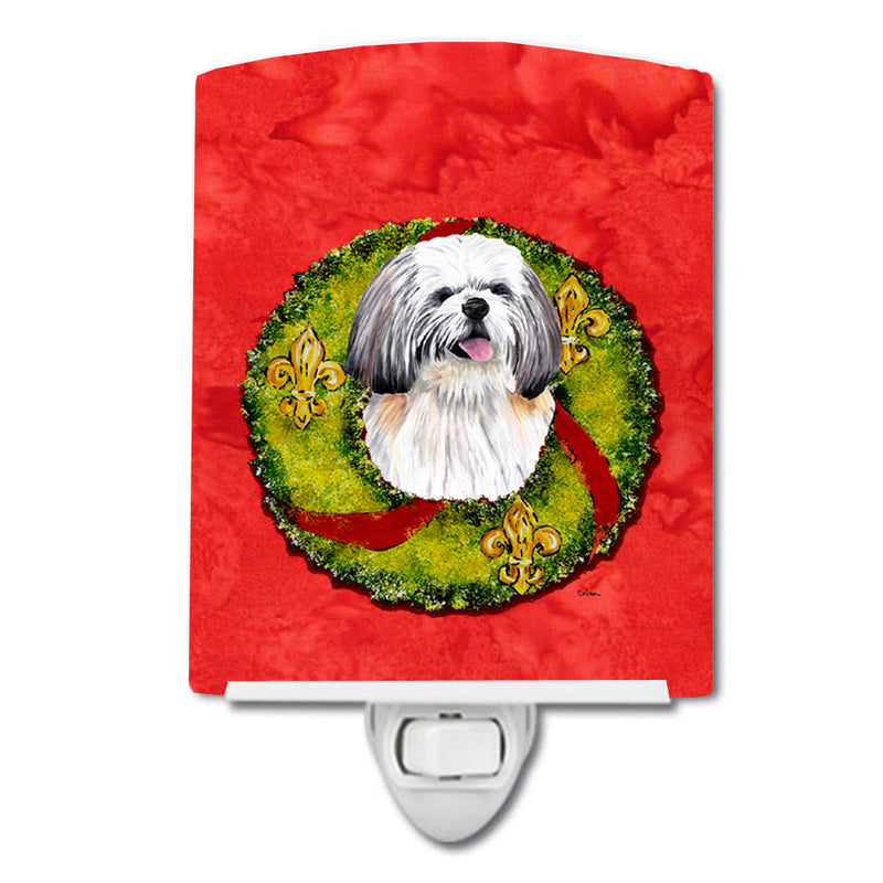 Shih Tzu Christmas Wreath Ceramic Night Light SC9108CNL