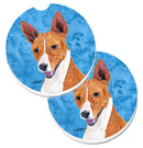 Blue Basenji Car Coasters – Set of 2 - Absorbent Stone with Fun & Functional Artwork SC9124BUCARC