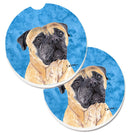 Blue Mastiff Car Coasters – Set of 2 - Absorbent Stone with Fun & Functional Artwork SC9125BUCARC