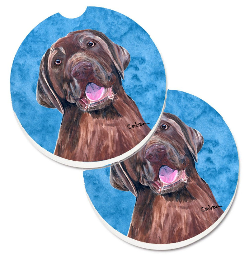 Blue Labrador Car Coasters – Set of 2 - Absorbent Stone with Fun & Functional Artwork SC9127BUCARC