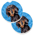 Blue Dachshund Car Coasters – Set of 2 - Absorbent Stone with Fun & Functional Artwork SC9139BUCARC