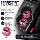 Pink Boston Terrier Set of 2 Cup Holder Car Coasters Absorbent Round Sandstone Coasters Gifts for Men or Women, 2.5, Multicolor